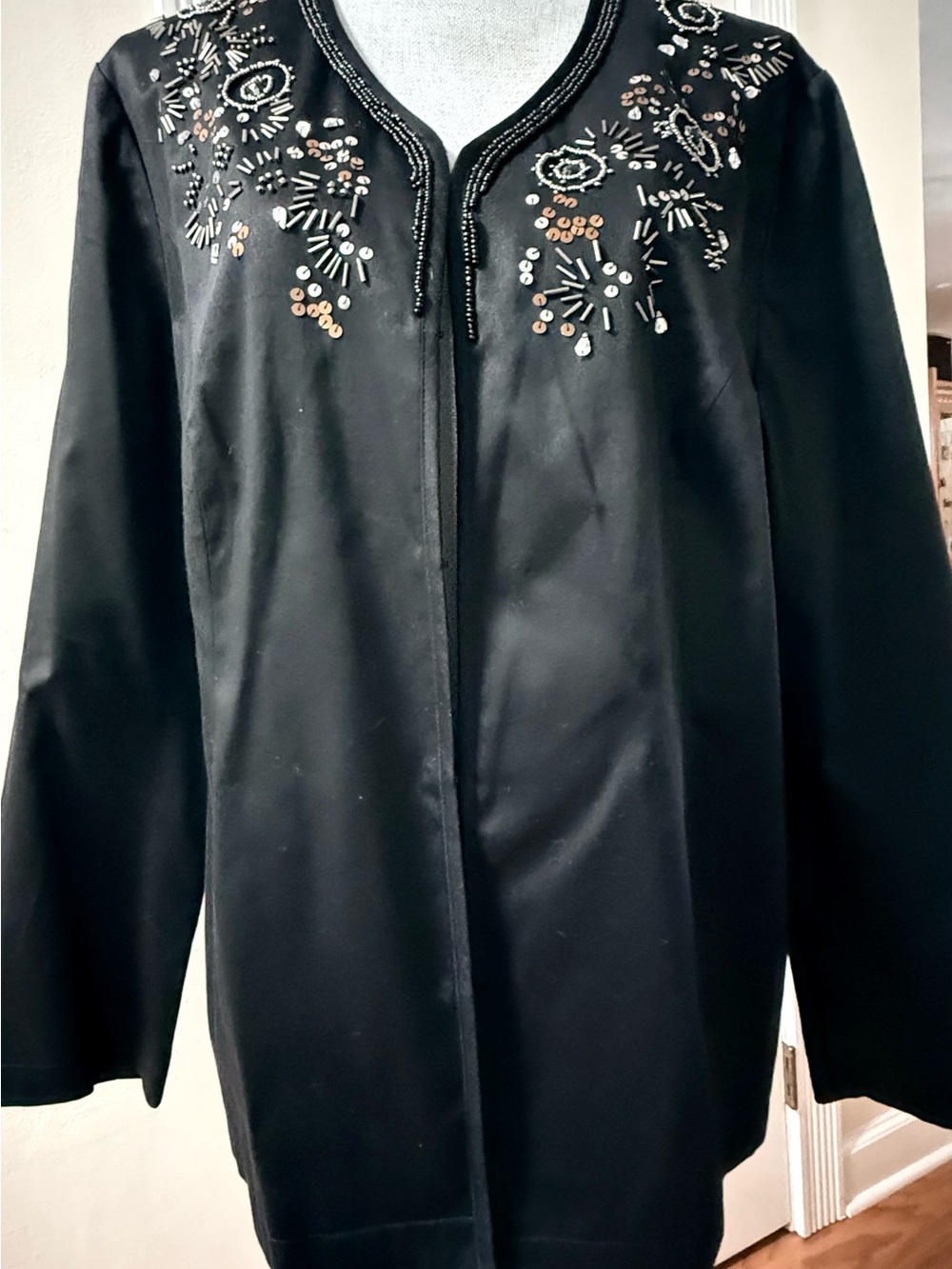 Chicos Size 3 NWT Black Embellished Women's Jacket - Beaded Detail